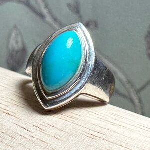 Ellipse Shaped Sterling Silver Turquoise Ring